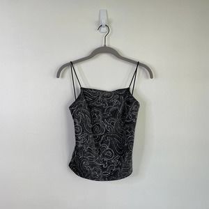 Y2K Lowback Spaghetti Strap Black Sparkle Top